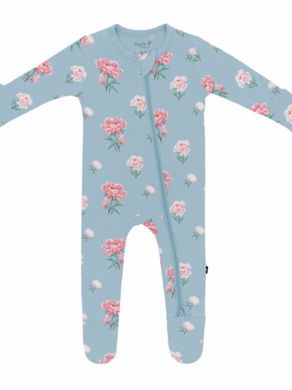 Kyte BABY Zippered Footie in Peony Blue and Pink 3-6 M